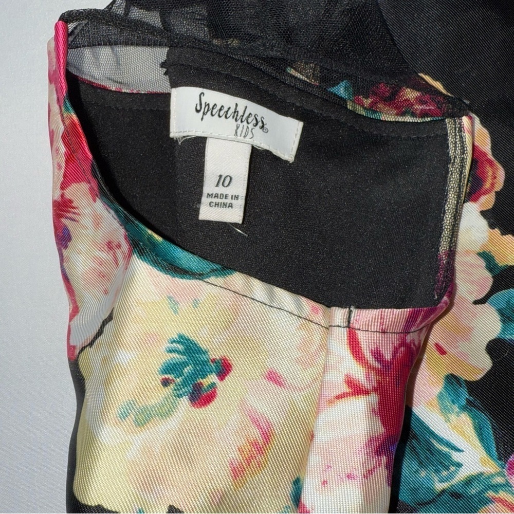 Speechless Black Floral Bubble Dress with Sheer Detail - Picture 6 of 10